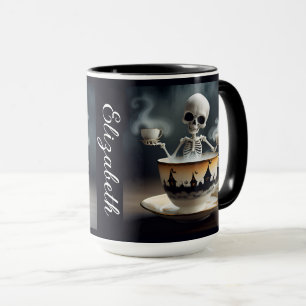 Skelettball mit Namen Halloween Tasse