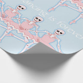 Skelettballerinas in rosa Geschenkverpackung Geschenkpapier (Ecke)