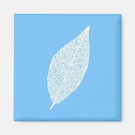 Skelettblatt-Linienkunst blau und weiß Magnet