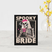 Skelettbride Drink Coffee Wedween C Karte (Gelbe Blume)