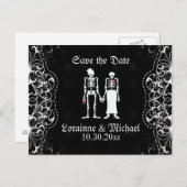 Skelettbride & Groom Save the Date Postkarten (Vorne/Hinten)