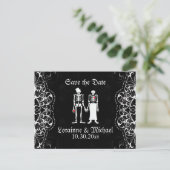Skelettbride & Groom Save the Date Postkarten (Stehend Vorderseite)