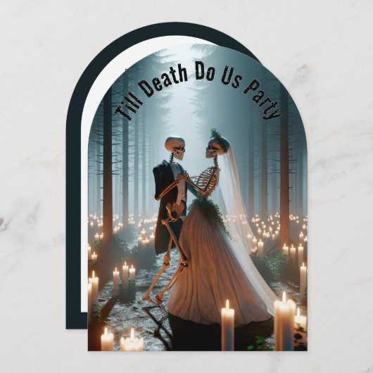 Skelettbrücke und -bräutigam für Halloween-Hochzei Einladung (Vorne/Hinten)