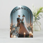 Skelettbrücke und -bräutigam für Halloween-Hochzei Einladung (Stehend Vorderseite)