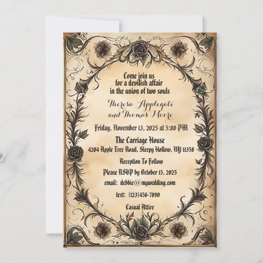 Skelettbrücke und Groom First Dance Einladung (Rückseite)