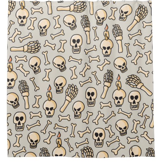 Skelettdoodles: Vintages Textil Muster. Duschvorhang (Vorderseite)