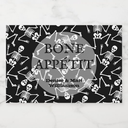 Skelette auf Black Mini Schaumweinetikett (Einzelnes Label)