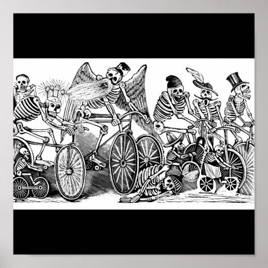 Skelette auf Fahrrädern, Mexiko Poster (Vorne)