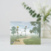 Skelette auf Roller-Skaten Postkarte (Stehend Vorderseite)