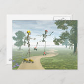 Skelette auf Roller-Skaten Postkarte (Vorne/Hinten)