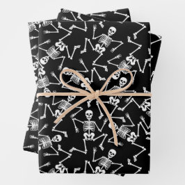 Skelette auf schwarz geschenkpapier set