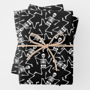 Skelette auf schwarz geschenkpapier set