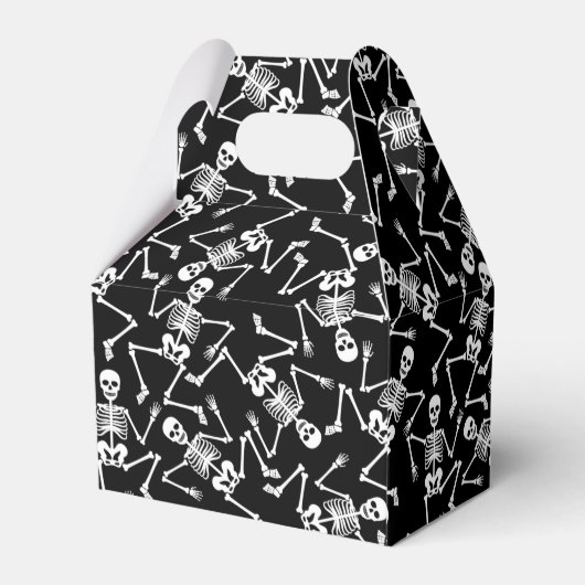 Skelette auf schwarzem Halloween Geschenkschachtel (Rückseite)