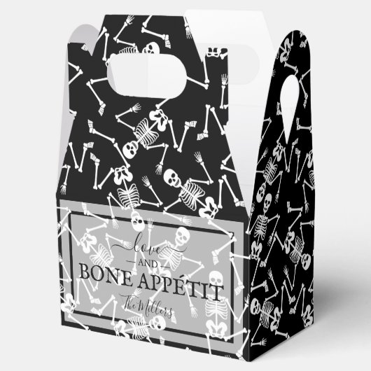 Skelette auf schwarzem Halloween Geschenkschachtel (Geöffnet)