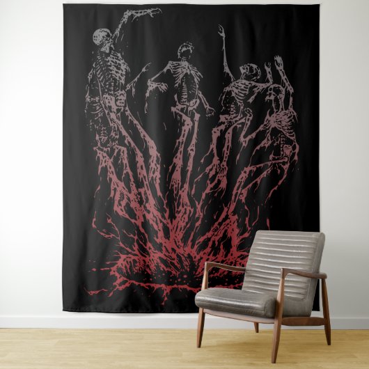 Skelette aus Flammen Wandteppich (Beispiel)