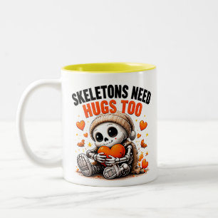 Skelette brauchen auch Umarmungen Zu süßes Hallowe Zweifarbige Tasse
