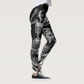 Skelette Danse makabere schwarze Leggings (Rechts)