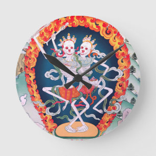 Skelette, die tibetanische buddhistische Kunst Runde Wanduhr