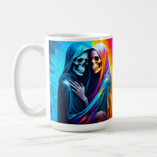 Skelette eingehüllt in einem Regenbogen Kaffeetasse