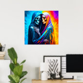 Skelette eingehüllt in einem Regenbogen Poster (Heimbüro)
