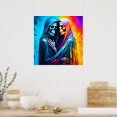 Skelette eingehüllt in einem Regenbogen Poster (Küche)