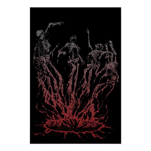 Skelette erheben sich aus Flammen Poster (Vorderseite)