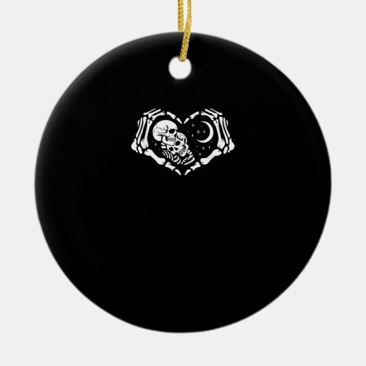 Skelette Herz Hände Keramik Ornament (Vorne)
