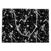 Skelette im Weltraumhintergrund Große Geschenktüte (Rückseite)