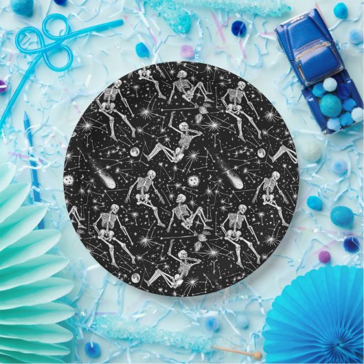 Skelette im Weltraumhintergrund Pappteller (Party)