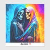 Skelette in einem Regenbogen Aufkleber (Blatt)