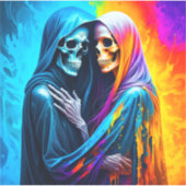 Skelette in einem Regenbogen Aufkleber (Vorderseite)