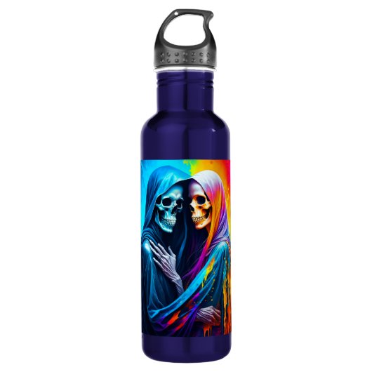 Skelette in einem Regenbogen Edelstahlflasche (Vorderseite)