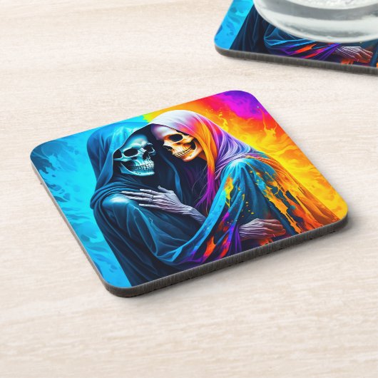 Skelette in einem Regenbogen Getränkeuntersetzer (Linke Seite)