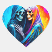 Skelette in einem Regenbogen Herz-Aufkleber (Vorderseite)