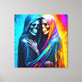 Skelette in einem Regenbogen Leinwanddruck (Vorderseite)