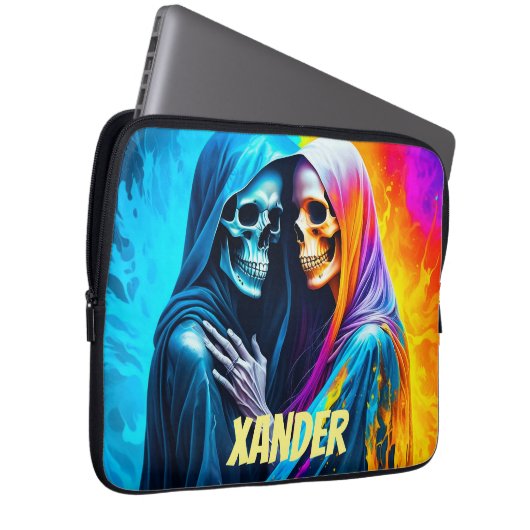 Skelette in einem Regenbogen Personalisiert Laptopschutzhülle (Vorne Rechts)
