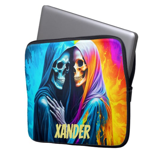 Skelette in einem Regenbogen Personalisiert Laptopschutzhülle (Vorderseite Links)