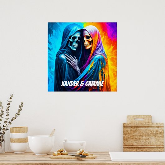 Skelette in einem Regenbogen Personalisiert Poster (Küche)