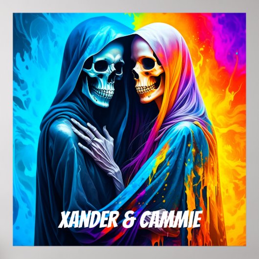 Skelette in einem Regenbogen Personalisiert Poster (Vorne)