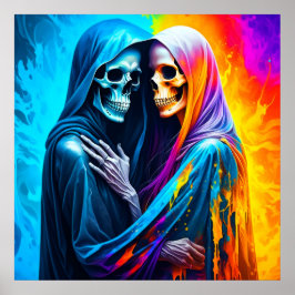 Skelette in einem Regenbogen Poster
