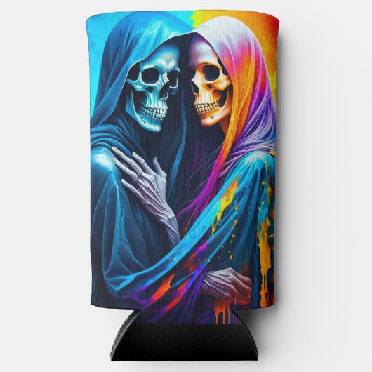 Skelette in einem Regenbogen Selters Dosenkühler (Vorderseite)