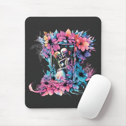 Skelette in Liebe. Ein Strauß Blume. Mousepad (Mit Mouse)
