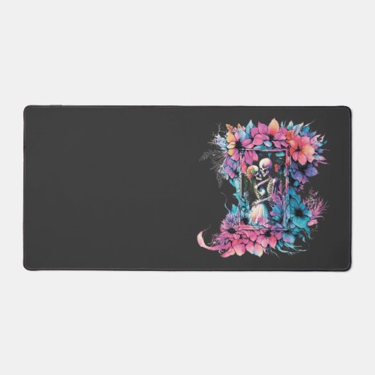 Skelette in Liebe. Ein Strauß Blume. Schreibtischunterlage (Vorderseite)