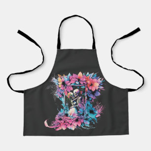 Skelette in Liebe. Ein Strauß Blume. Schürze