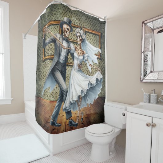 Skelette in Liebe Hochzeitstanz Duschvorhang (Beispiel)