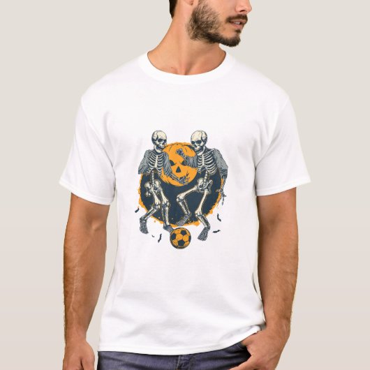 Skelette mit Halloween Fußball T-Shirt (Vorderseite)