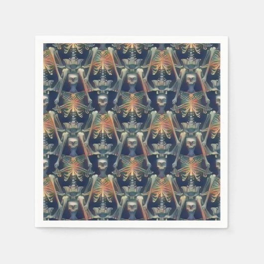 Skelette Muster Spookes Cooles Halloween-Party Serviette (Vorderseite)