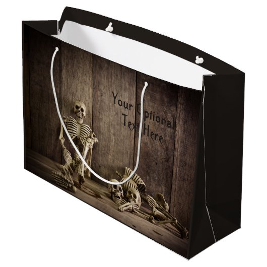 Skelette Sondertext Große Geschenktasche Geschenktüte (Rückseite Schrägansicht)