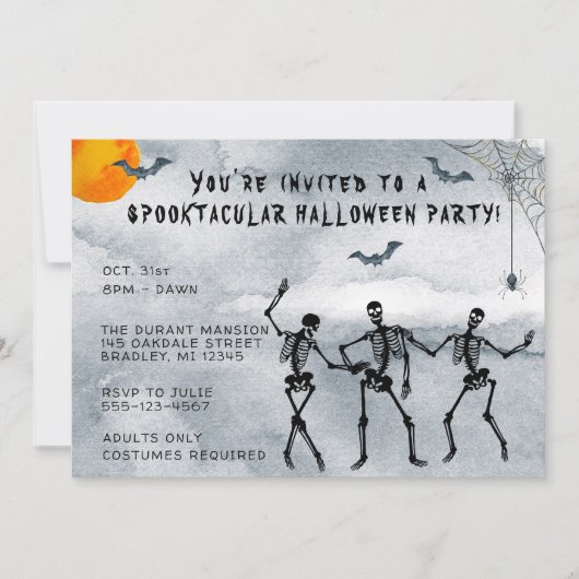 Skelette Spooktacular Halloween-Party Einladung (Vorderseite)