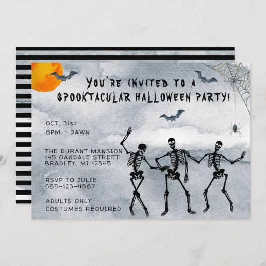 Skelette Spooktacular Halloween-Party Einladung (Vorne/Hinten)